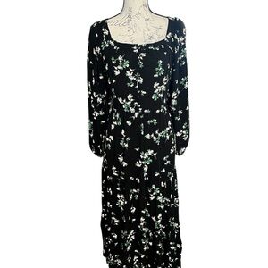 Old Navy Black Floral Long Sleeve Dress